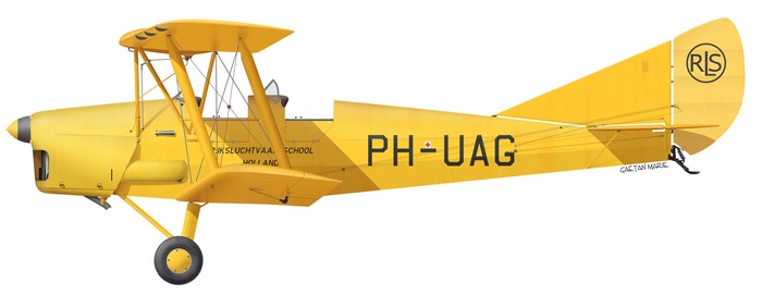 DH.82A Tiger Moth, RNLAF, PH-UAG, Rijksluchtvaartschool