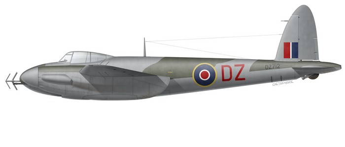 UK, Mosquito NF Mk II, DZ712, WgCdr Ivins, WO Daly, 151 Squadron