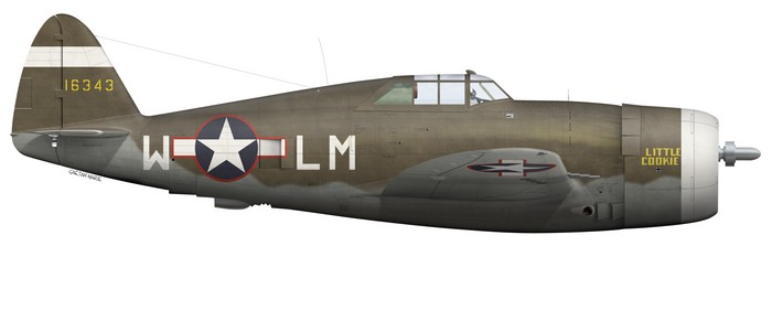 US, P-47C-5-RE, 41-6343, Little Cookie, Capt Walter Cook, 62 FS, 56 FG