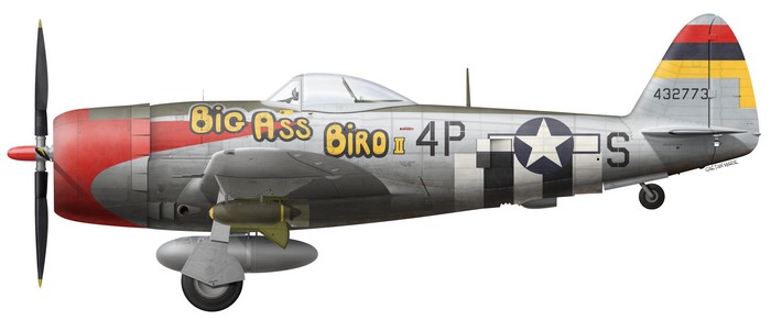 US, P-47D-30-RA, 44-32773, Big Ass Bird II, Maj. Howard Park, 513 FS, 406 FG, 1945
