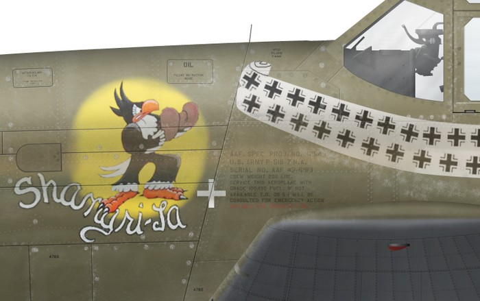 US, P-51B-7-NA, 43-6913, Shangri-La, Don Gentile, 336 FS, 4 FG -detail